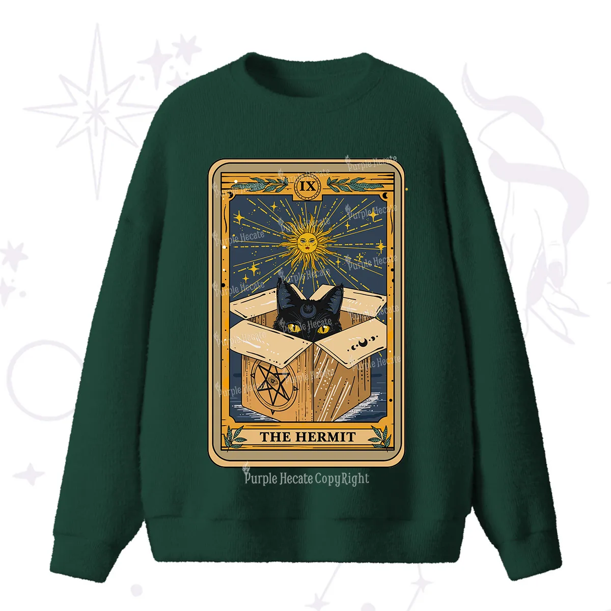Purplehecate The Hermit Cat Tarot Card Fuzzy Ugly Sweater