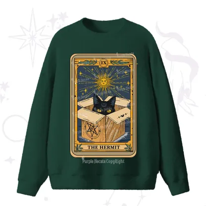 Purplehecate The Hermit Cat Tarot Card Fuzzy Ugly Sweater