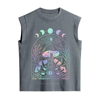 Purplehecate Moon Phases Mushroom Vintage Washed Tank