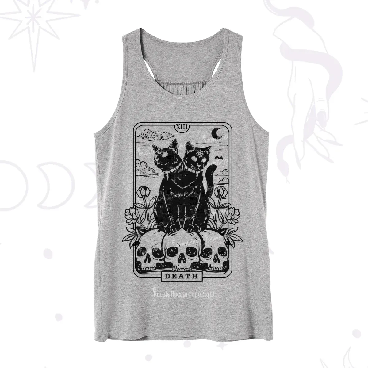Purplehecate The Black Cat Death Tarot Card Tank