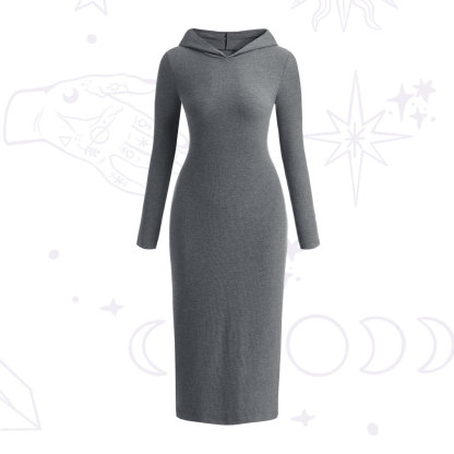 Purplehecate Hooded Knit Dress