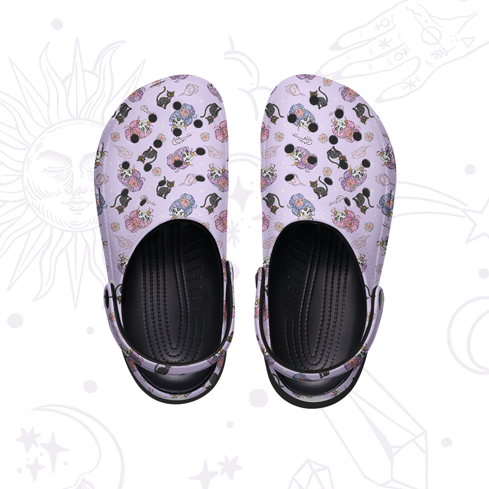 Purplehecate Magical Cat Skeleton Mom Rubber Clogs