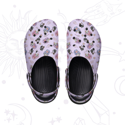 Purplehecate Magical Cat Skeleton Mom Rubber Clogs