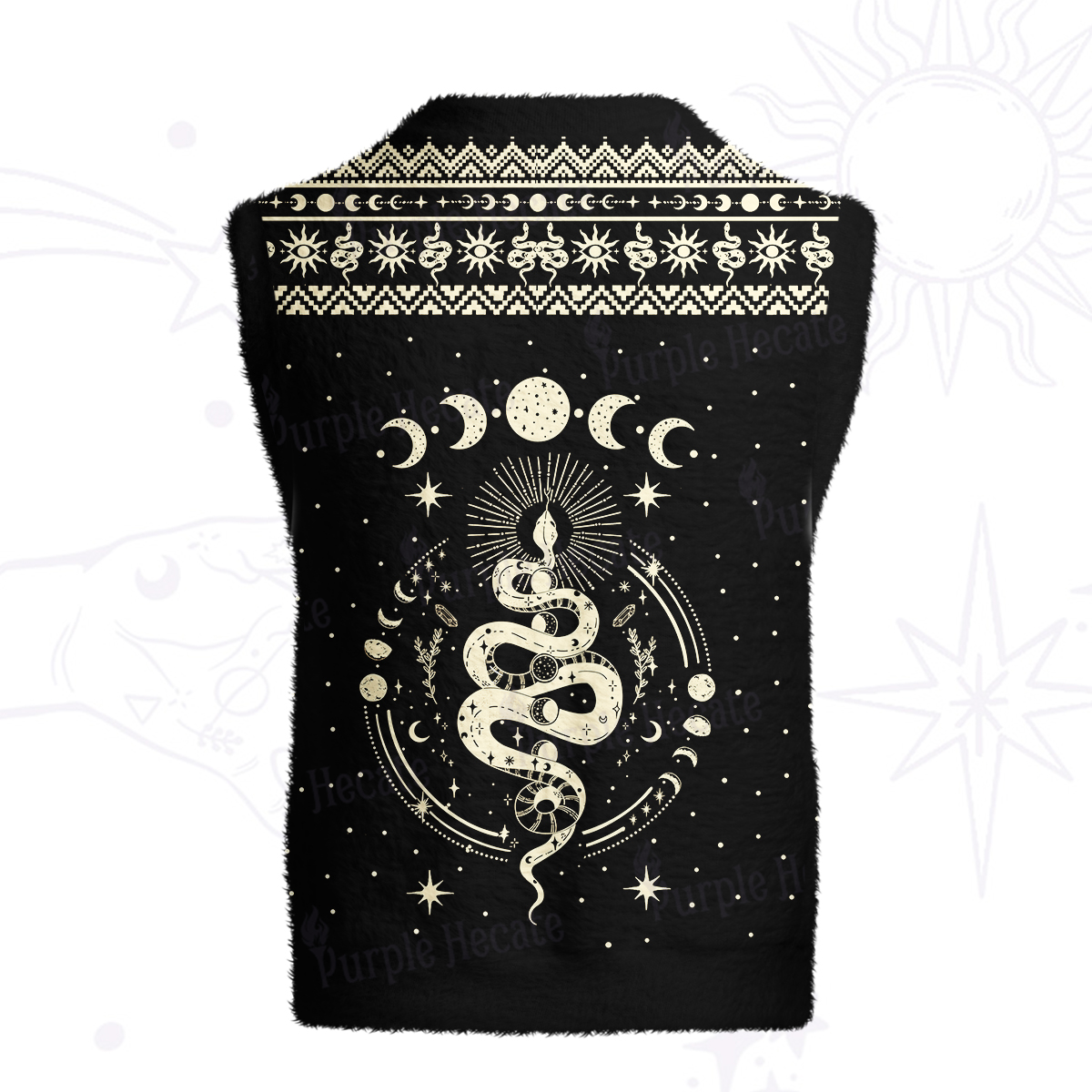Purplehecate Snake And Moon Phase Comfort Ugly Sweater Vest