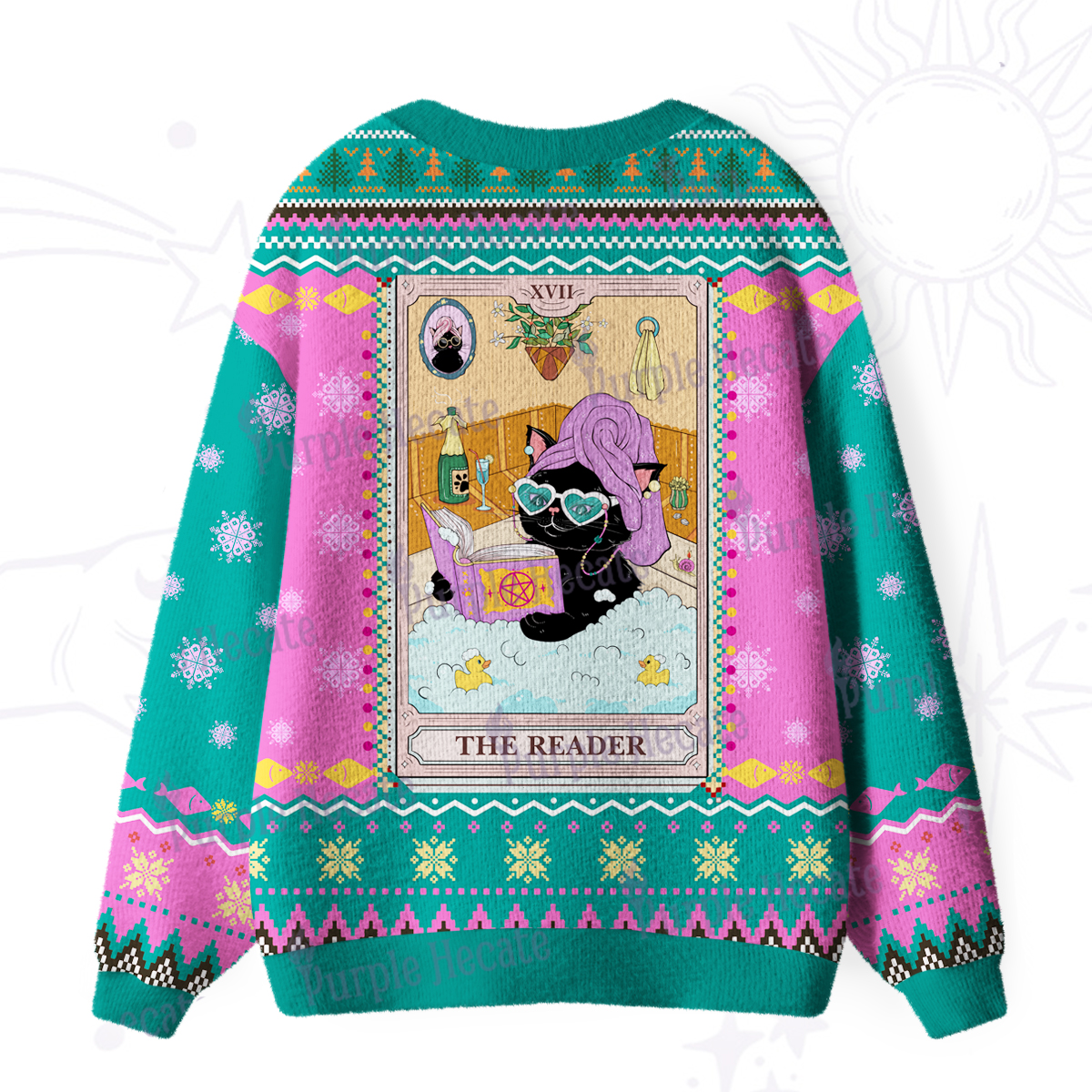 Purplehecate The Reader Cat Tarot  Ugly Cardigan Sweaters