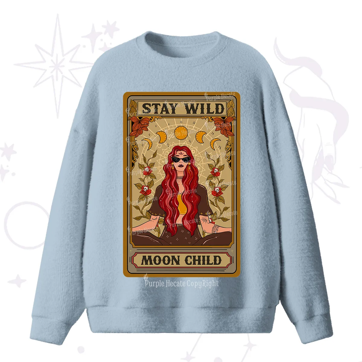 Purplehecate The Stay Wild Moon Child Oracle Card Fuzzy Ugly Sweater