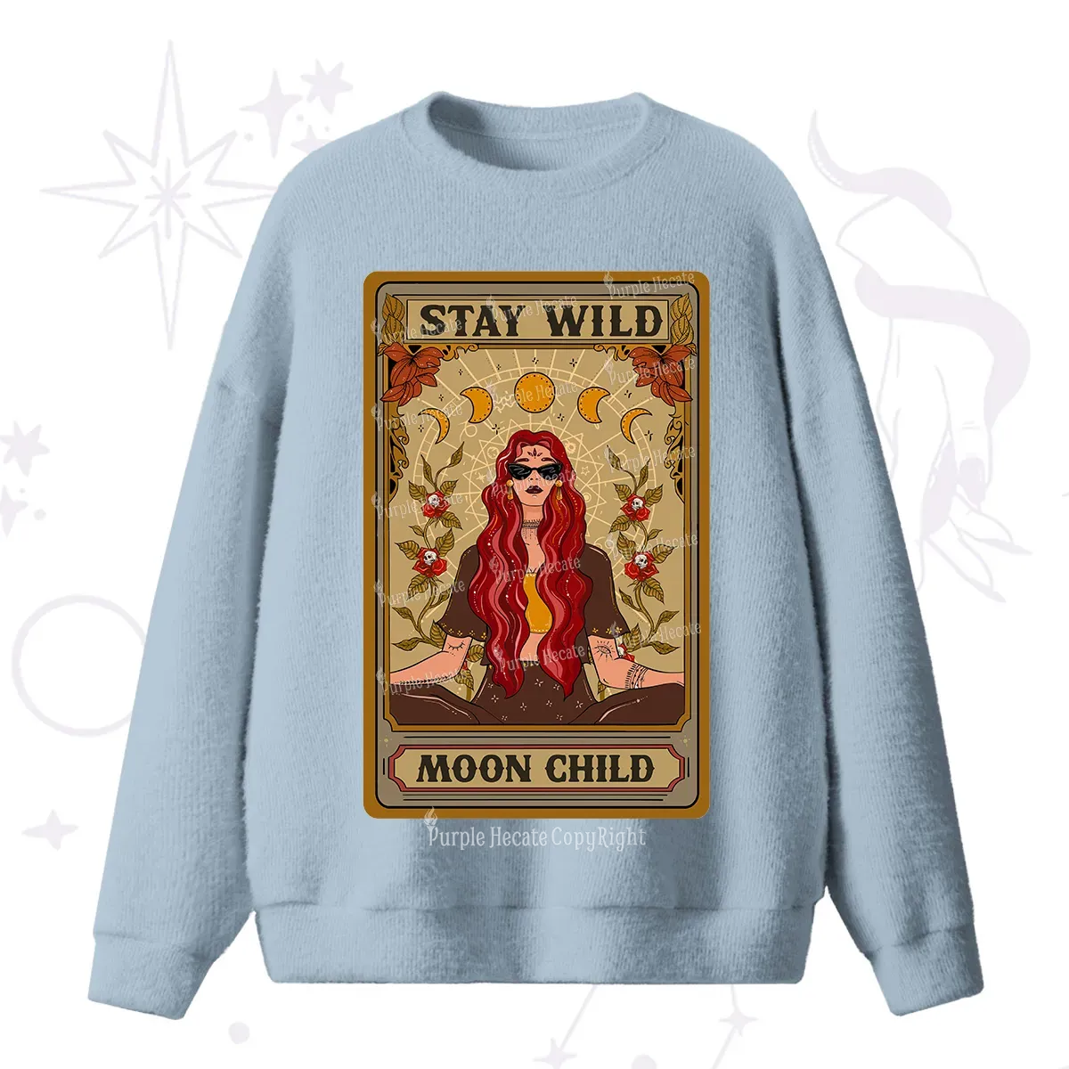 Purplehecate The Stay Wild Moon Child Oracle Card Fuzzy Ugly Sweater