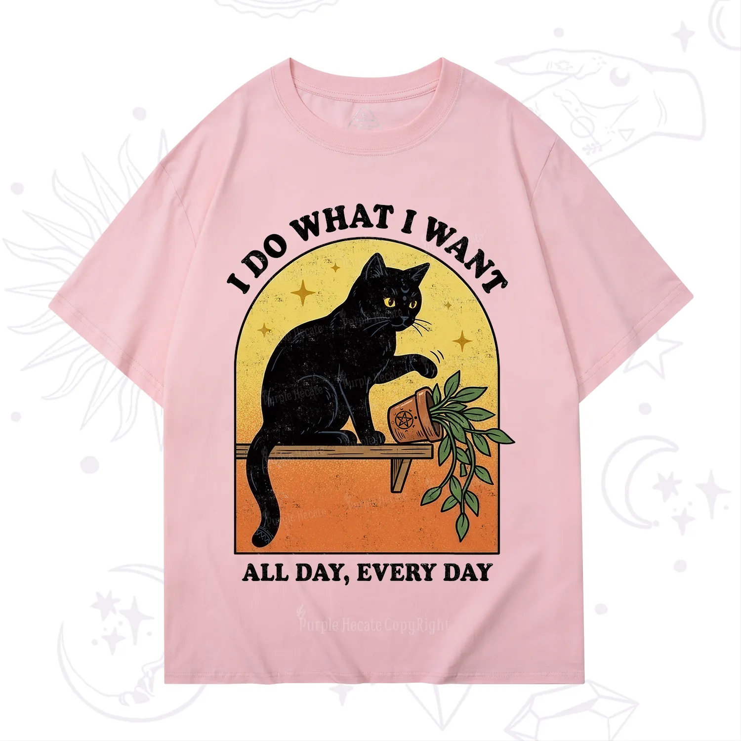 Purplehecate I Do What I Want Funny Black Cat T-Shirt