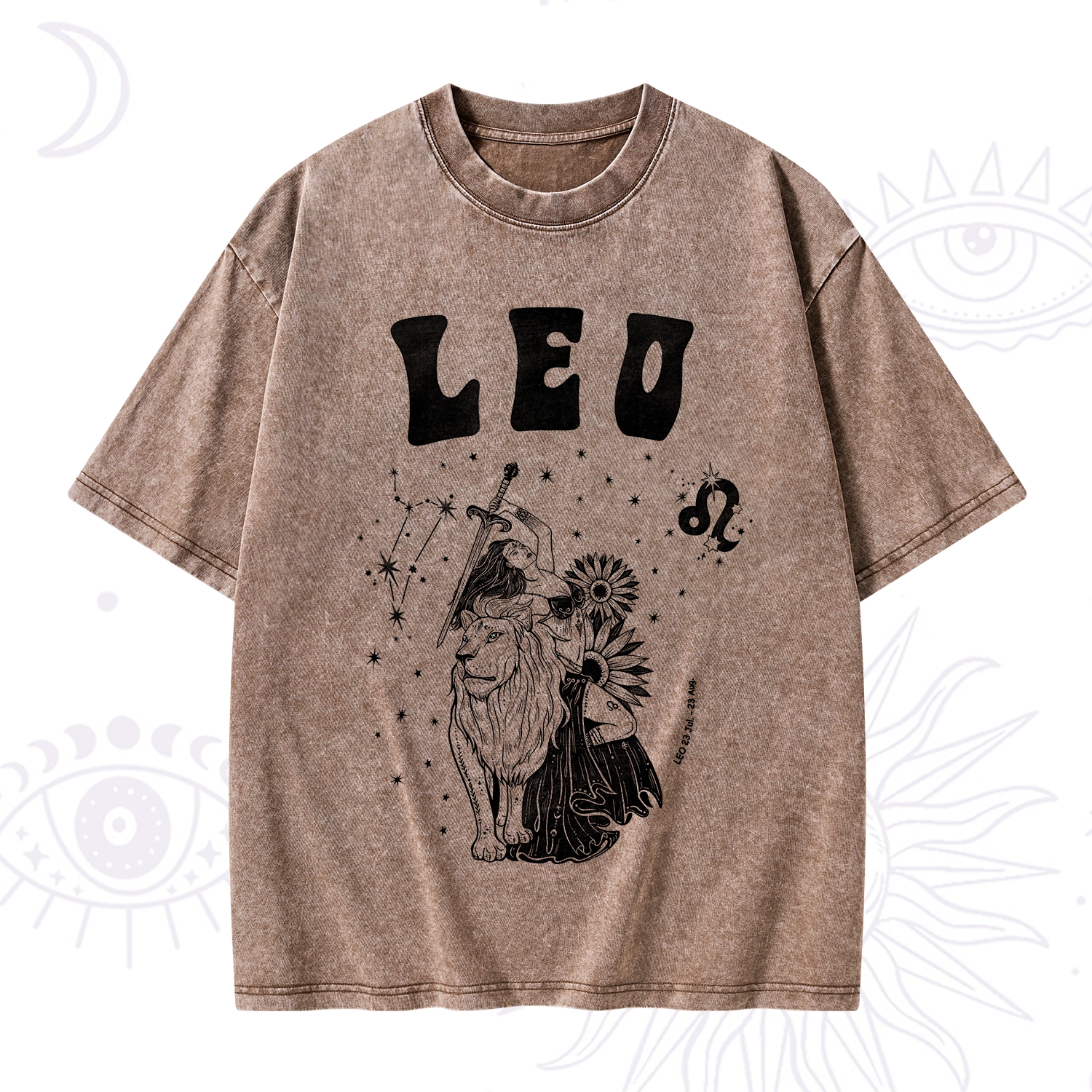 Purplehecate Leo Zodiac Glyphs  Washed T-Shirt