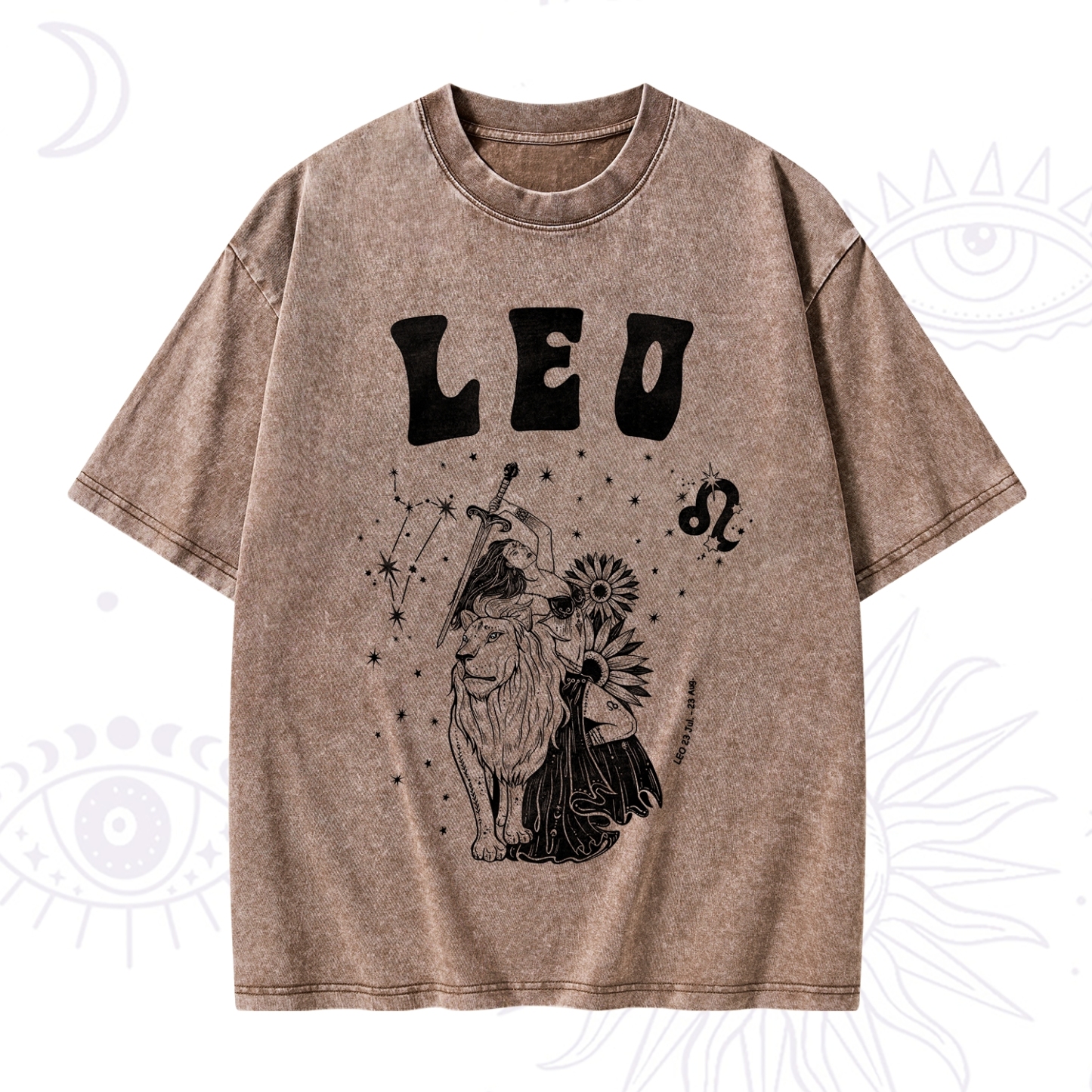 Purplehecate Leo Zodiac Glyphs  Washed T-Shirt