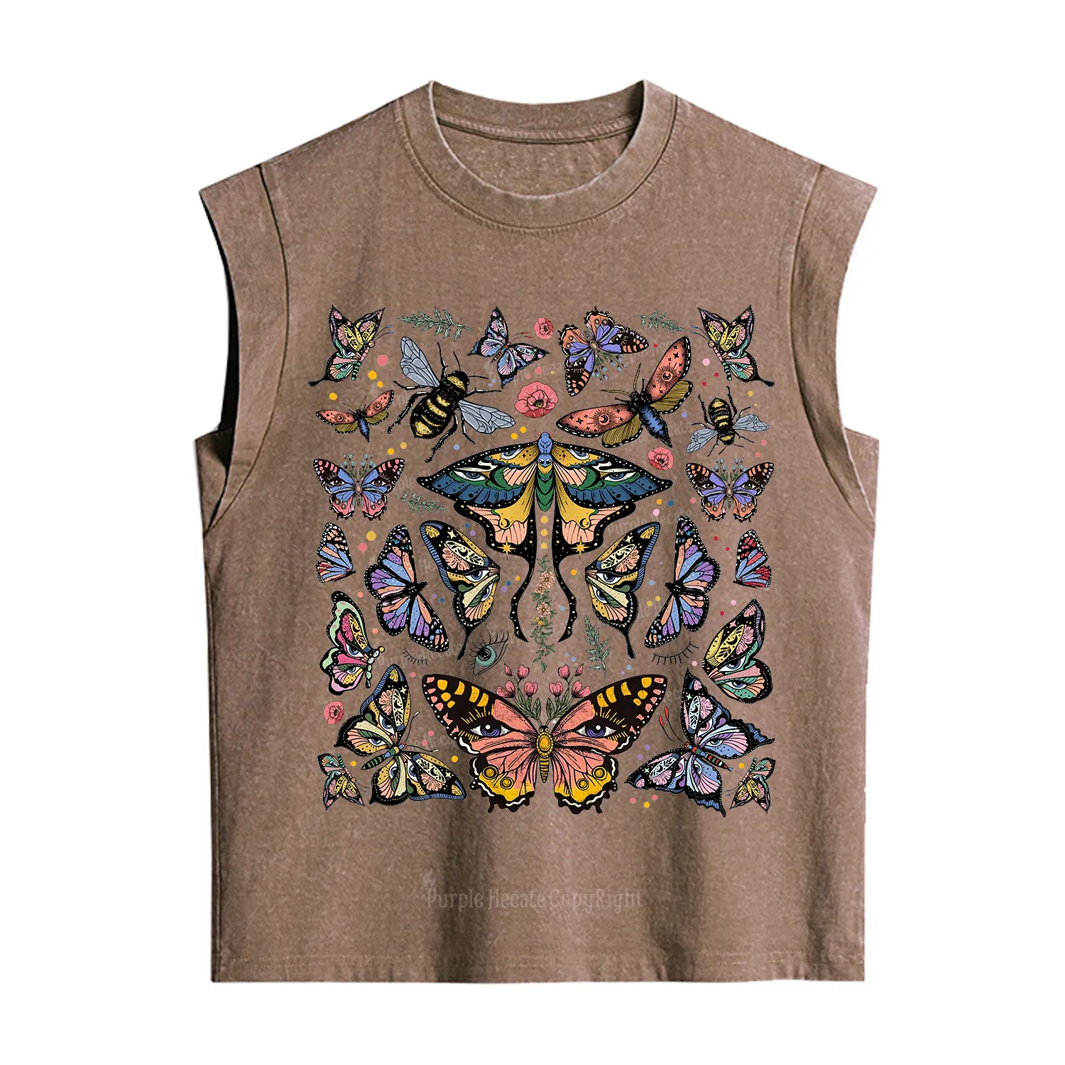 Purplehecate Mystical Butterfly & Moth Vintage Washed Tank