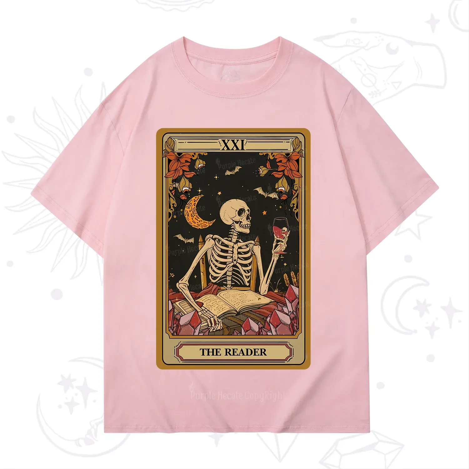 Purplehecate The Reader Tarot Skeleton T-Shirt