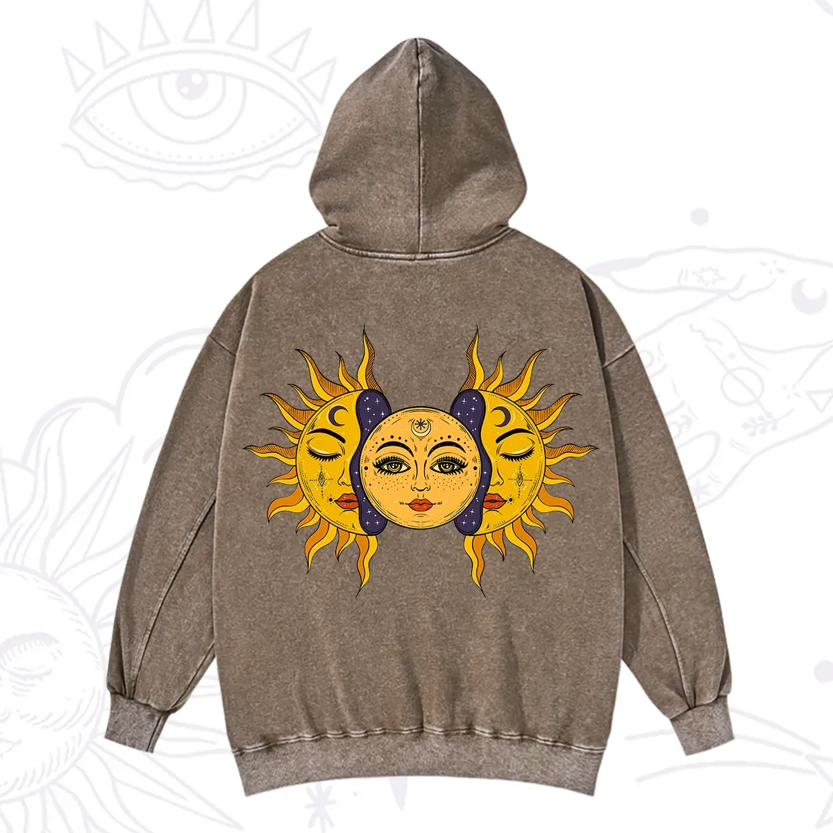 Purplehecate Celestial Twin Suns Washed Hoodie