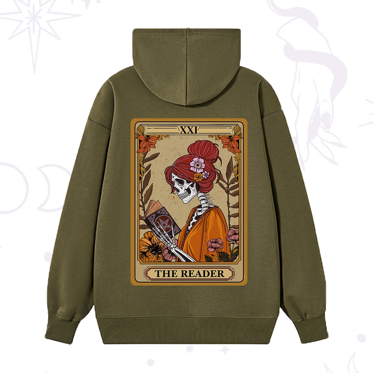Purplehecate The Reader Tarot Card Skeleton Hoodie