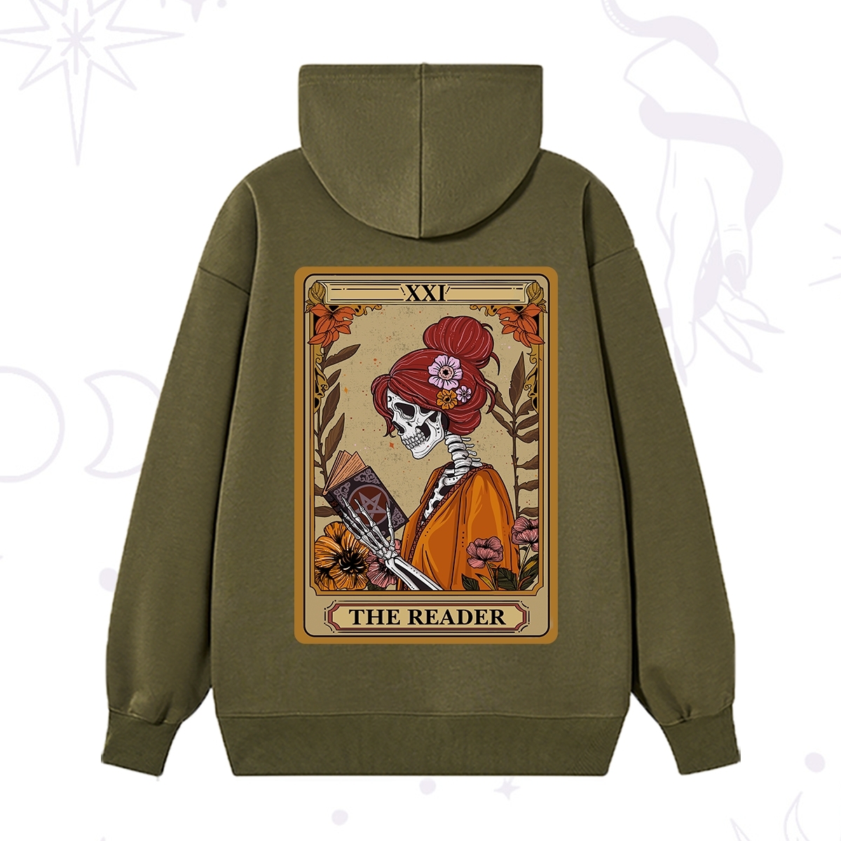 Purplehecate The Reader Tarot Card Skeleton Hoodie