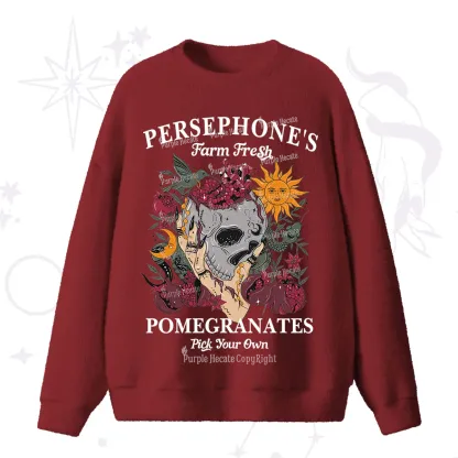 Purplehecate Persephone's Farm Fresh Pomegranates Pick Your Own Fuzzy Ugly Sweater