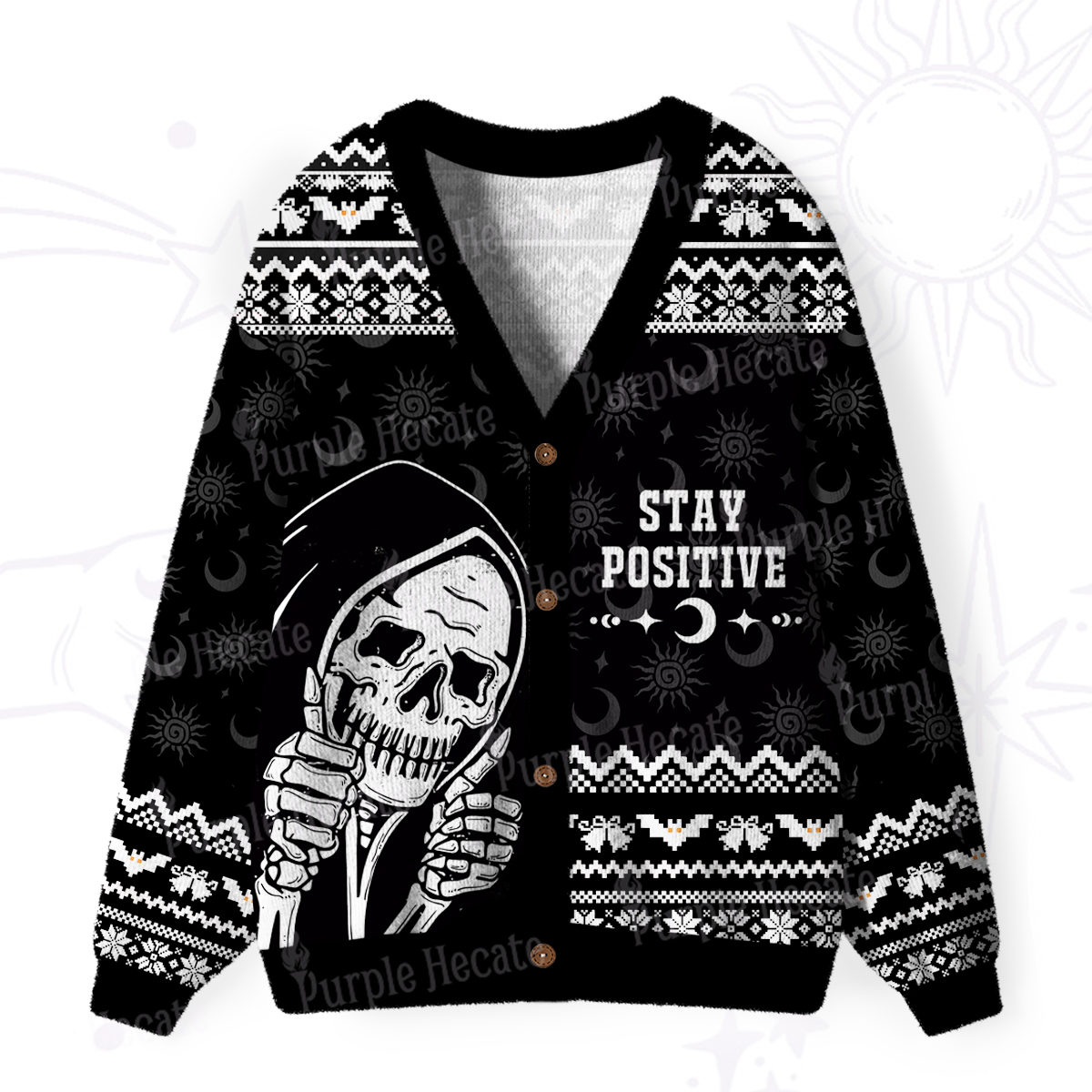 Purplehecate Stay Positive Ugly Cardigan Sweaters