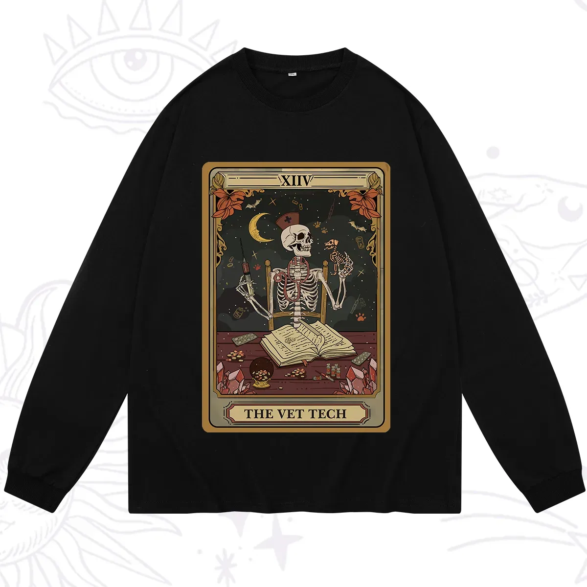 Purplehecate The Vet Tech Skeleton Tarot Long Sleeve T-Shirt