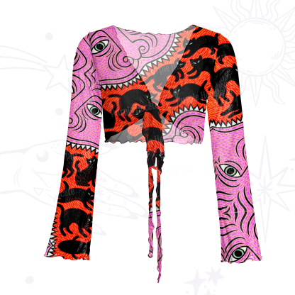 Purplehecate Cats for the Devil’s Feast Mesh Tie Front Top