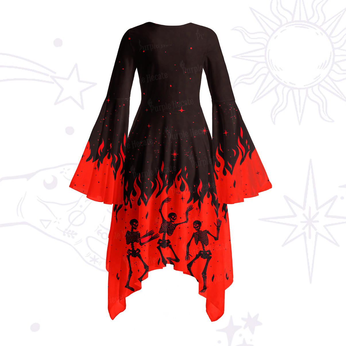 Purplehecate Infernal Revelry Bell Sleeve Dress