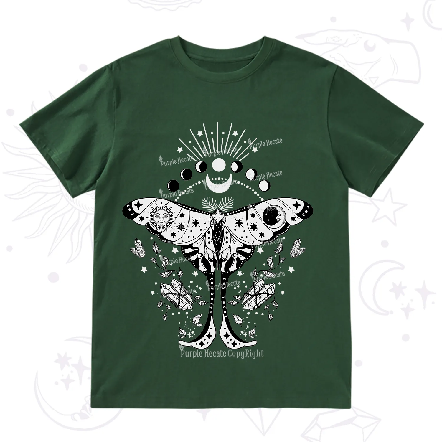 Purplehecate Moonlit Celestial Moth T-Shirt