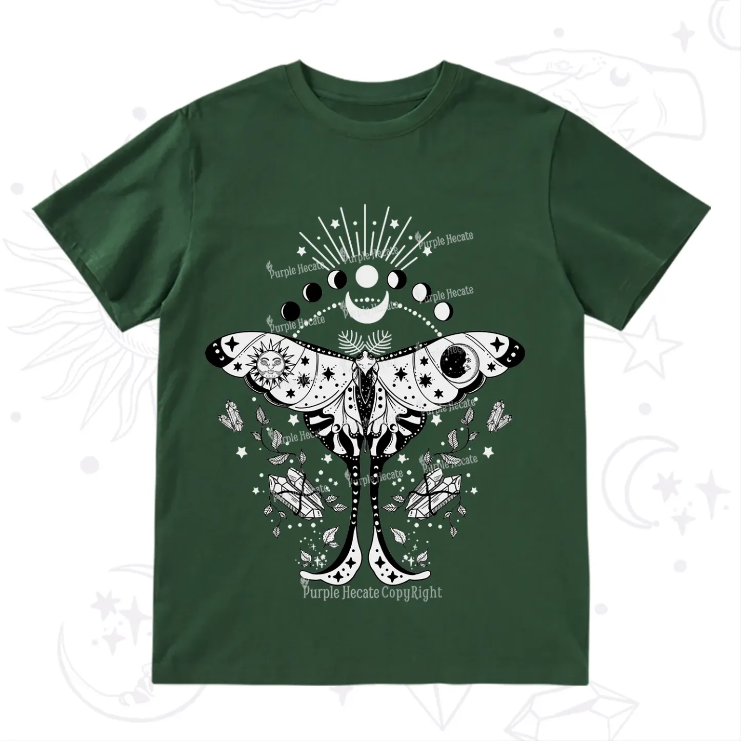 Purplehecate Moonlit Celestial Moth T-Shirt