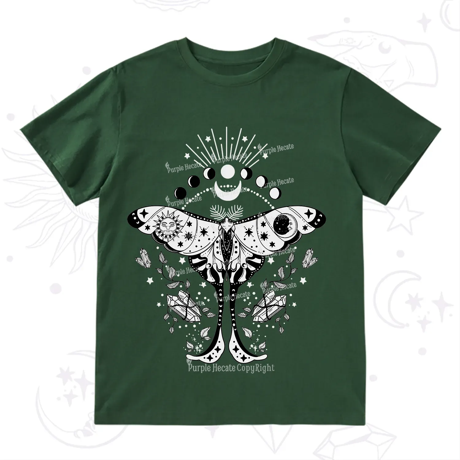 Purplehecate Moonlit Celestial Moth T-Shirt