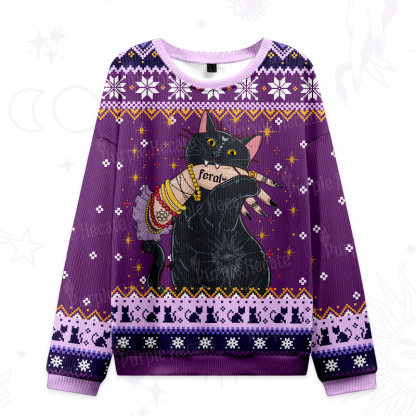 Purplehecate Feral Cat Ugly Christmas Sweatshirts