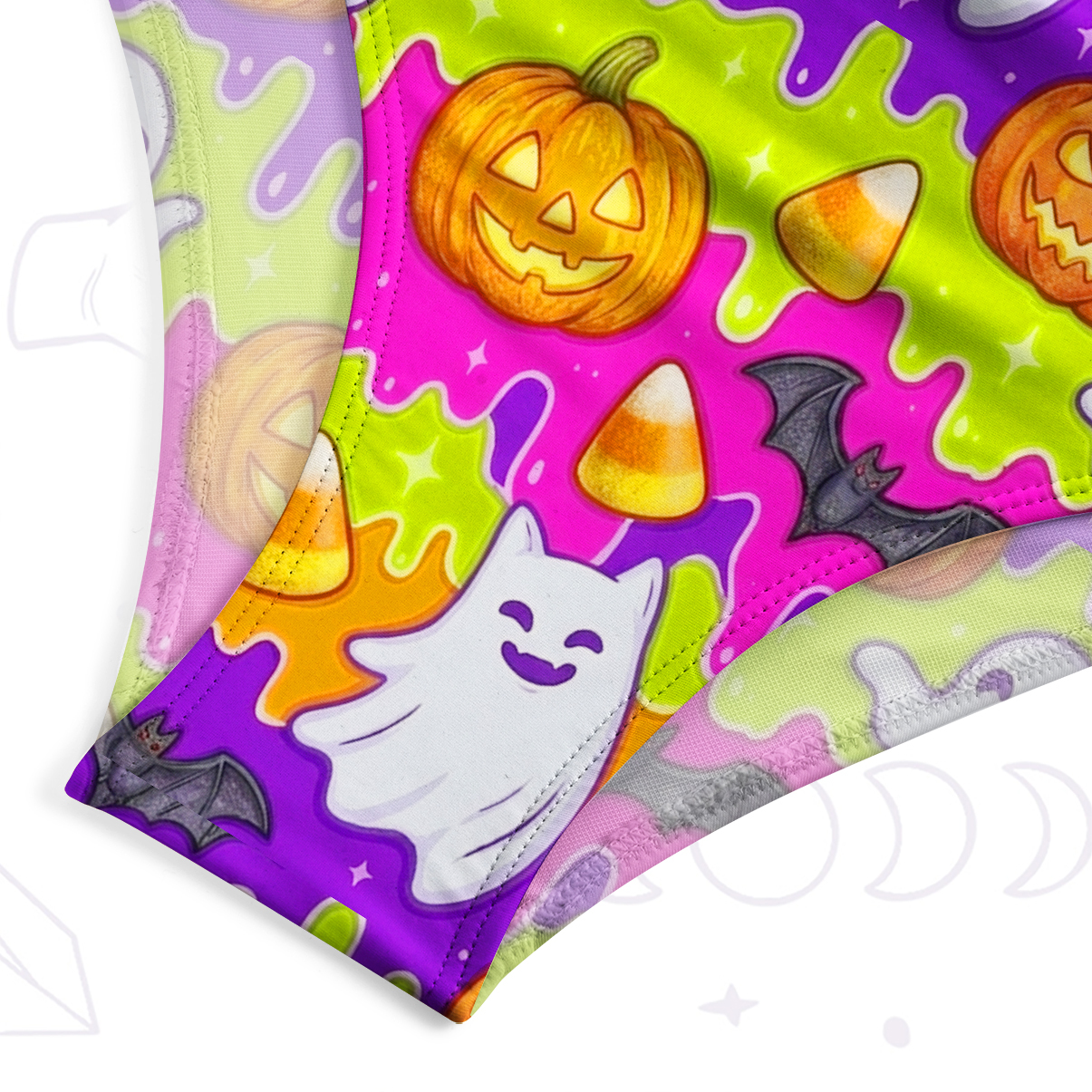 Purplehecate Halloween Ghost Jack‑o’-Lantern One-Piece Swimsuit