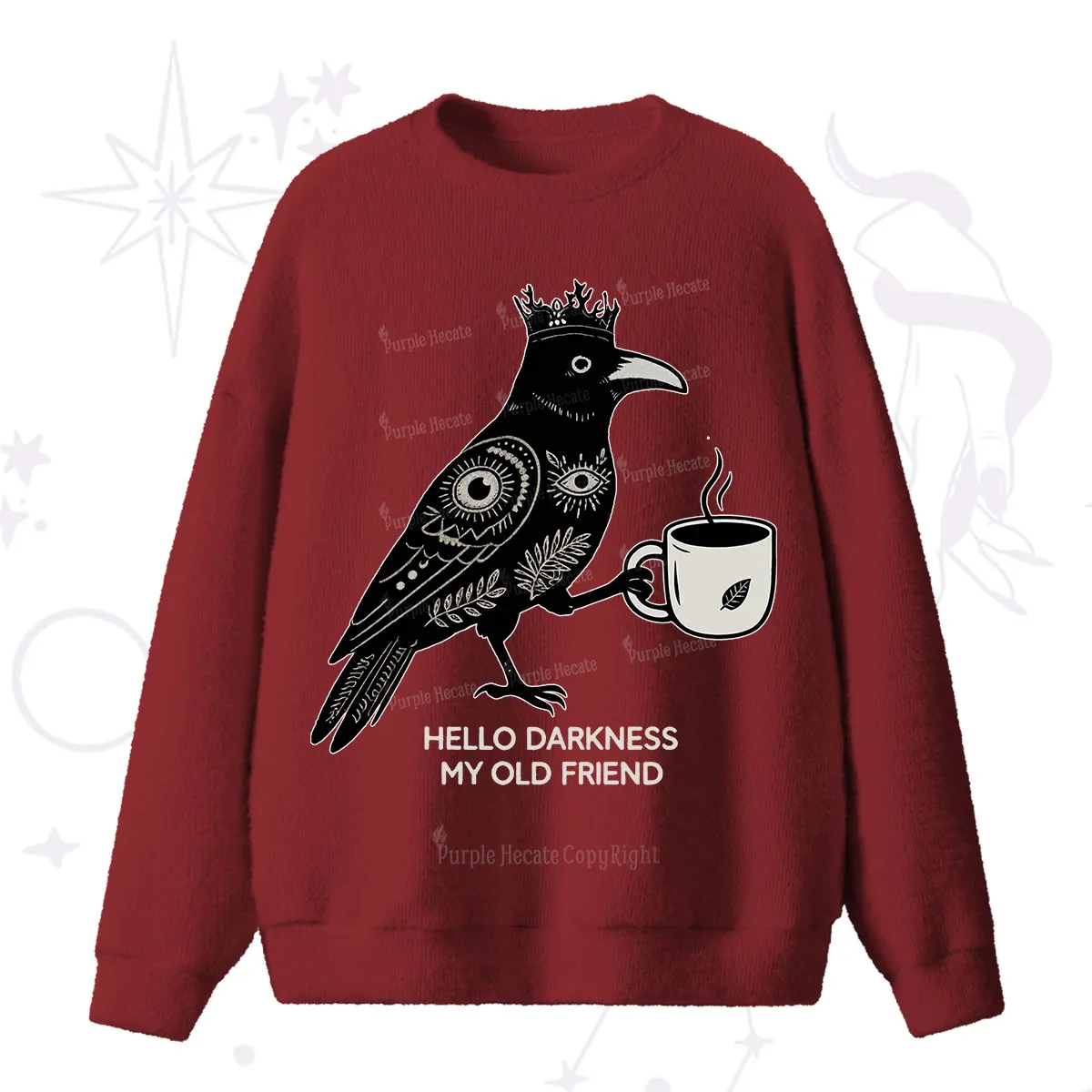Purplehecate Hello Darkness My Old Friend Fuzzy Ugly Sweater