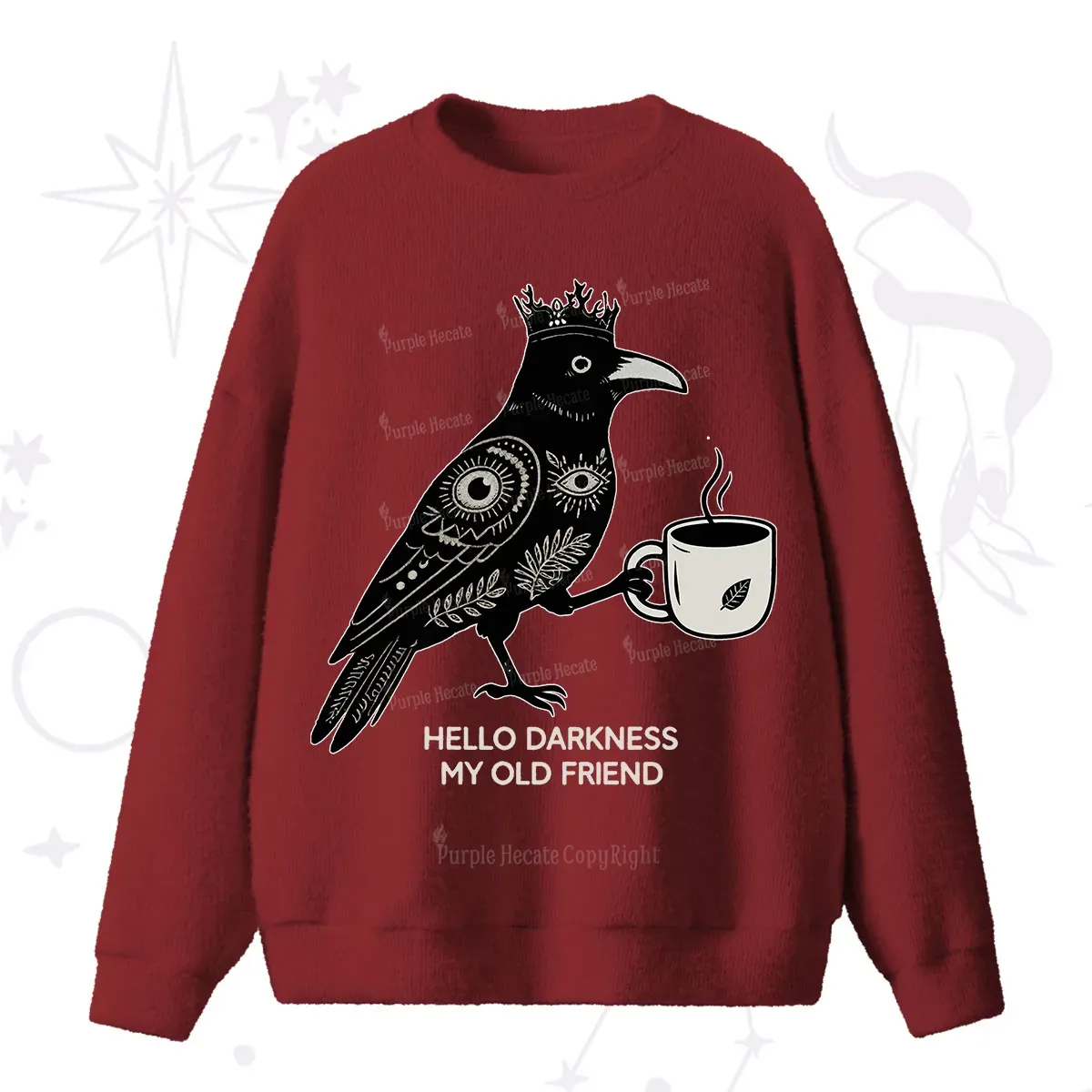 Purplehecate Hello Darkness My Old Friend Fuzzy Ugly Sweater