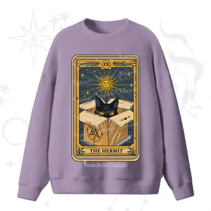 Purplehecate The Hermit Cat Tarot Card Fuzzy Ugly Sweater