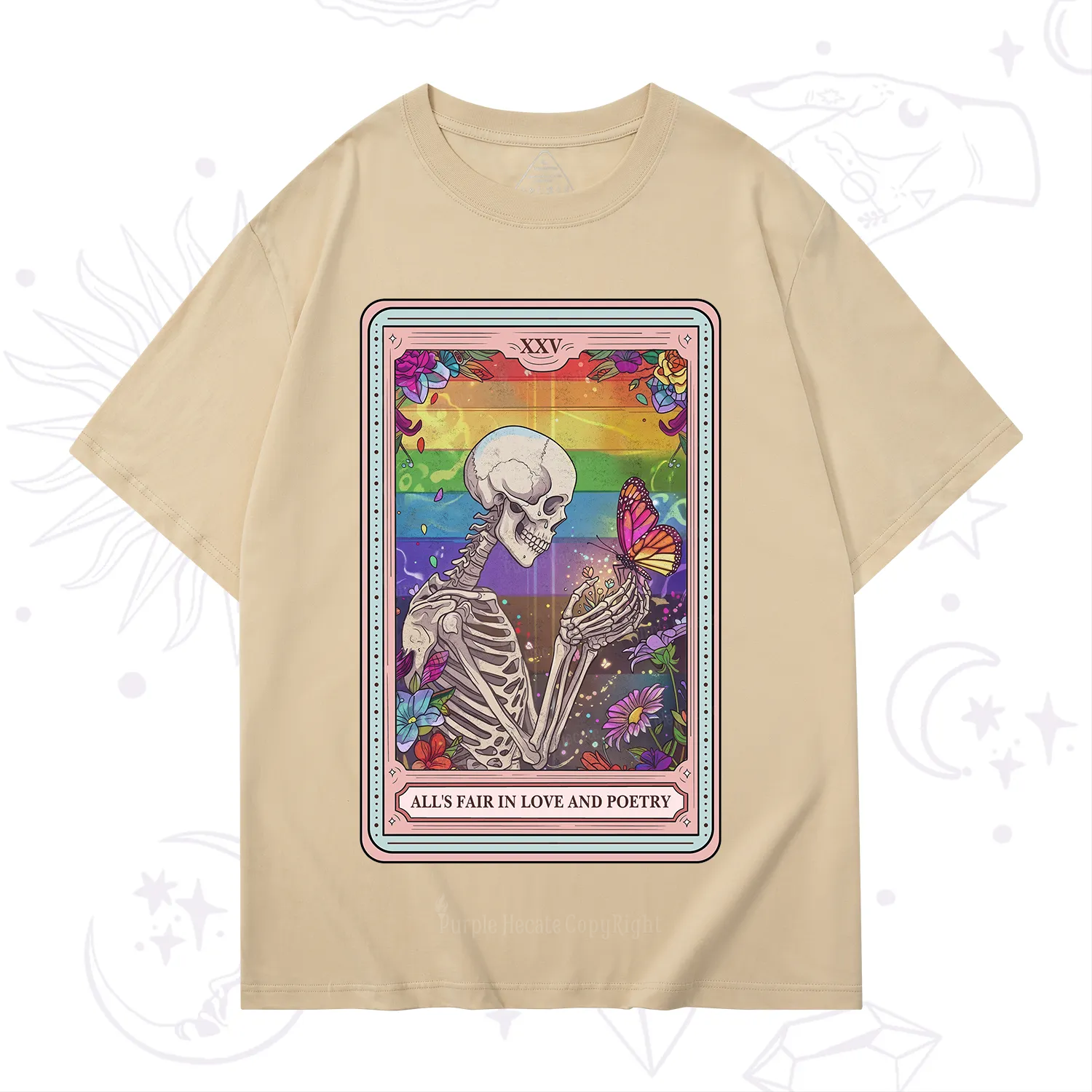 Purplehecate The All's Fair in Love and Poetry Skeleton Tarot T-Shirt