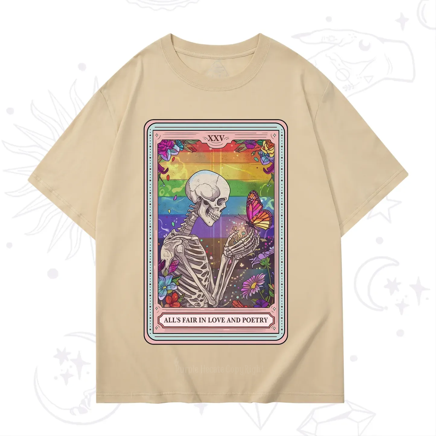 Purplehecate The All's Fair in Love and Poetry Skeleton Tarot T-Shirt