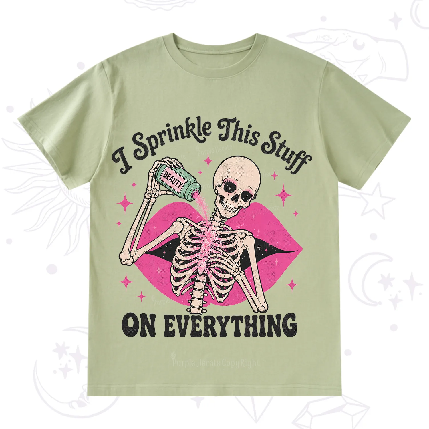 Purplehecate I Sprinkle This Stuff on Everything Beauty Skeleton T-Shirt