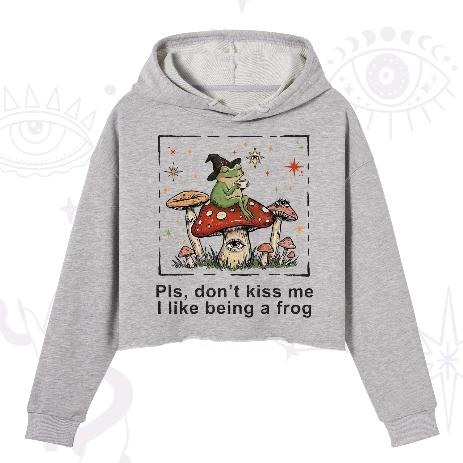 Purplehecate Please Don't Kiss Me I like Being A Frog Crop Hoodie