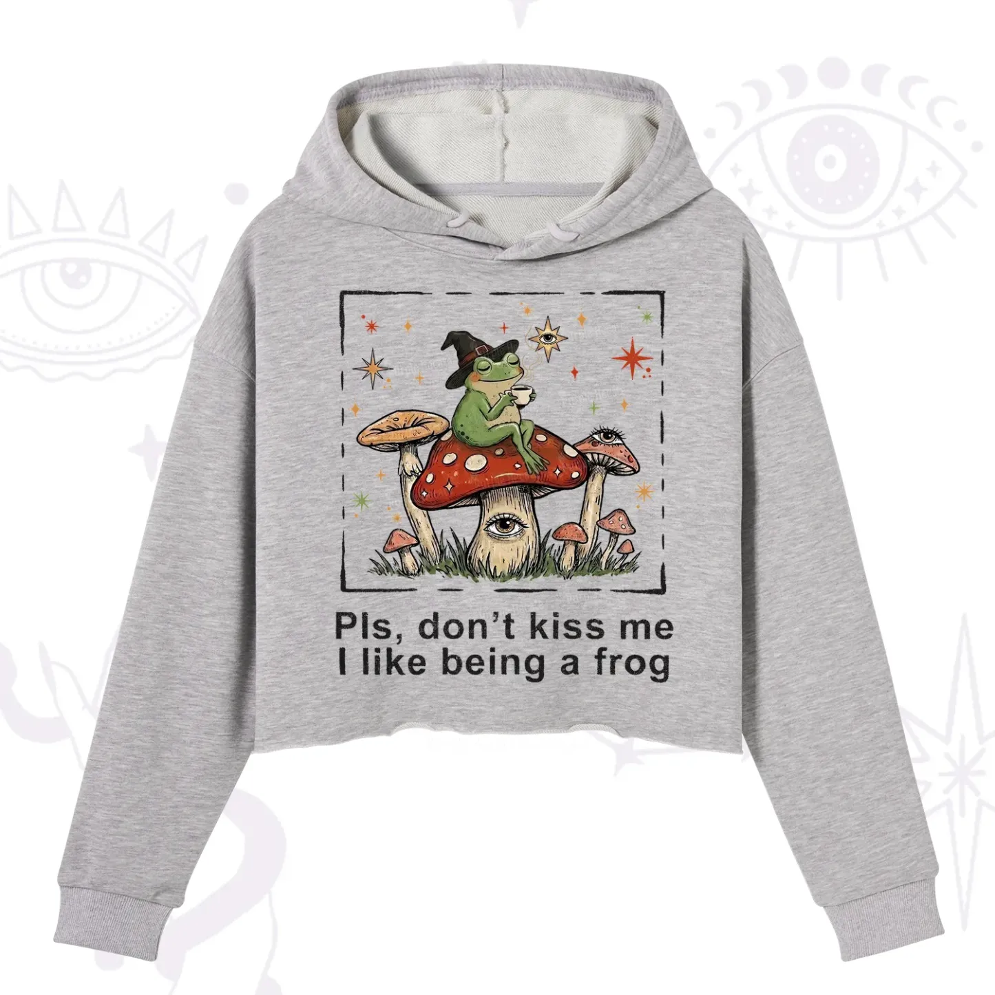 Purplehecate Please Don't Kiss Me I like Being A Frog Crop Hoodie