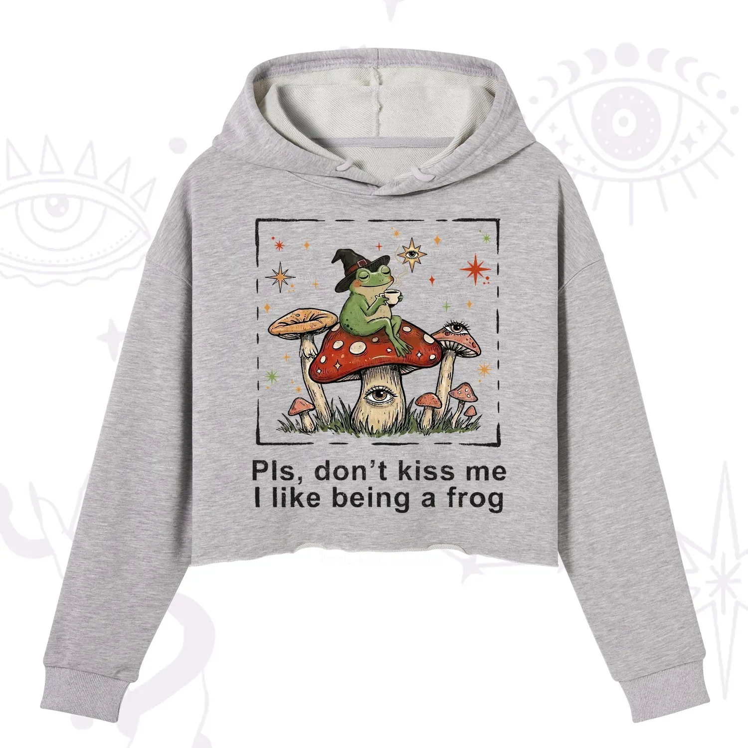Purplehecate Please Don't Kiss Me I like Being A Frog Crop Hoodie