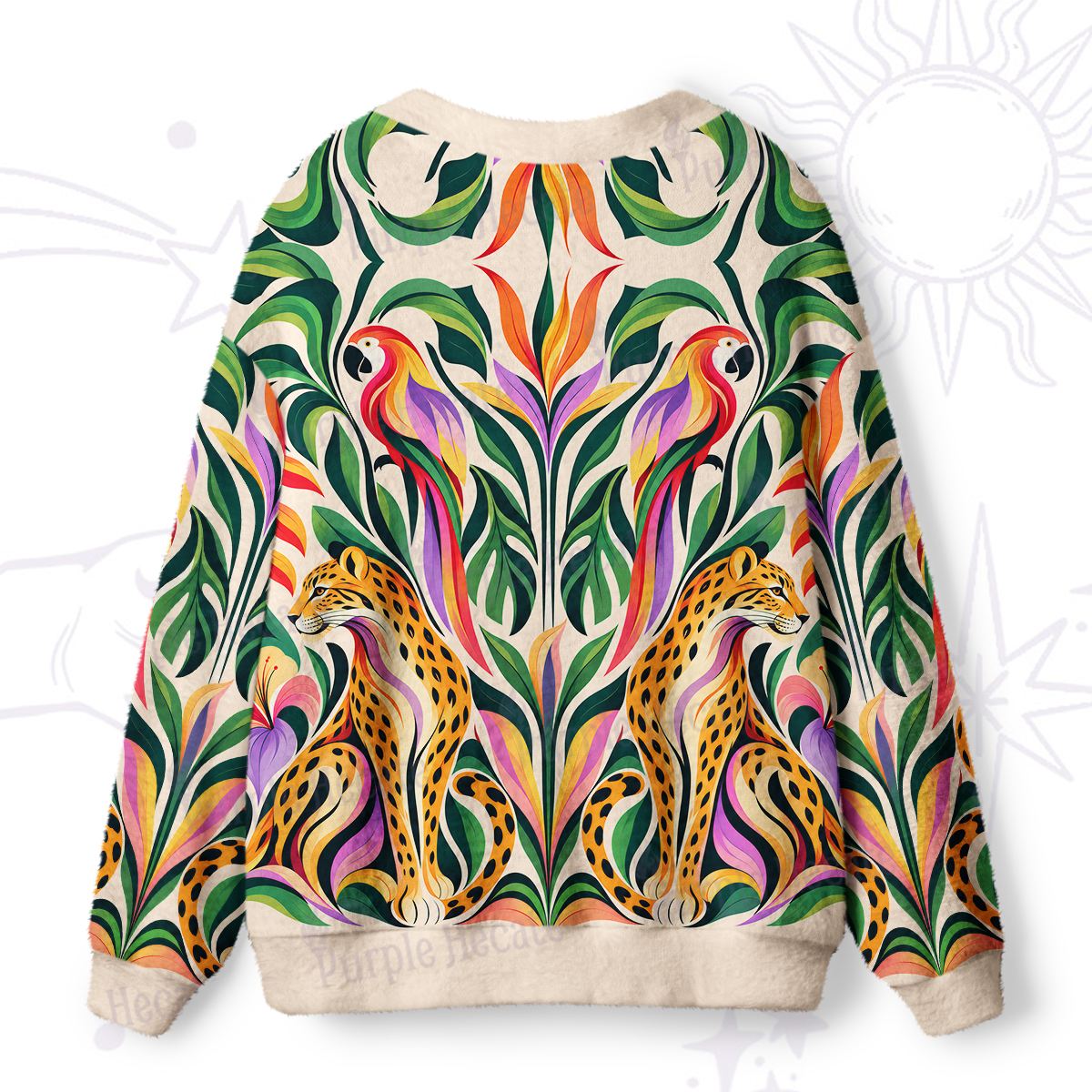 Purplehecate Tropical Leopard Garden Ugly Cardigan Sweaters