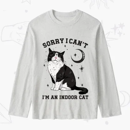 Purplehecate Sorry I Can't Go I'm an Indoor Cat Slub Long Sleeve T-Shirt