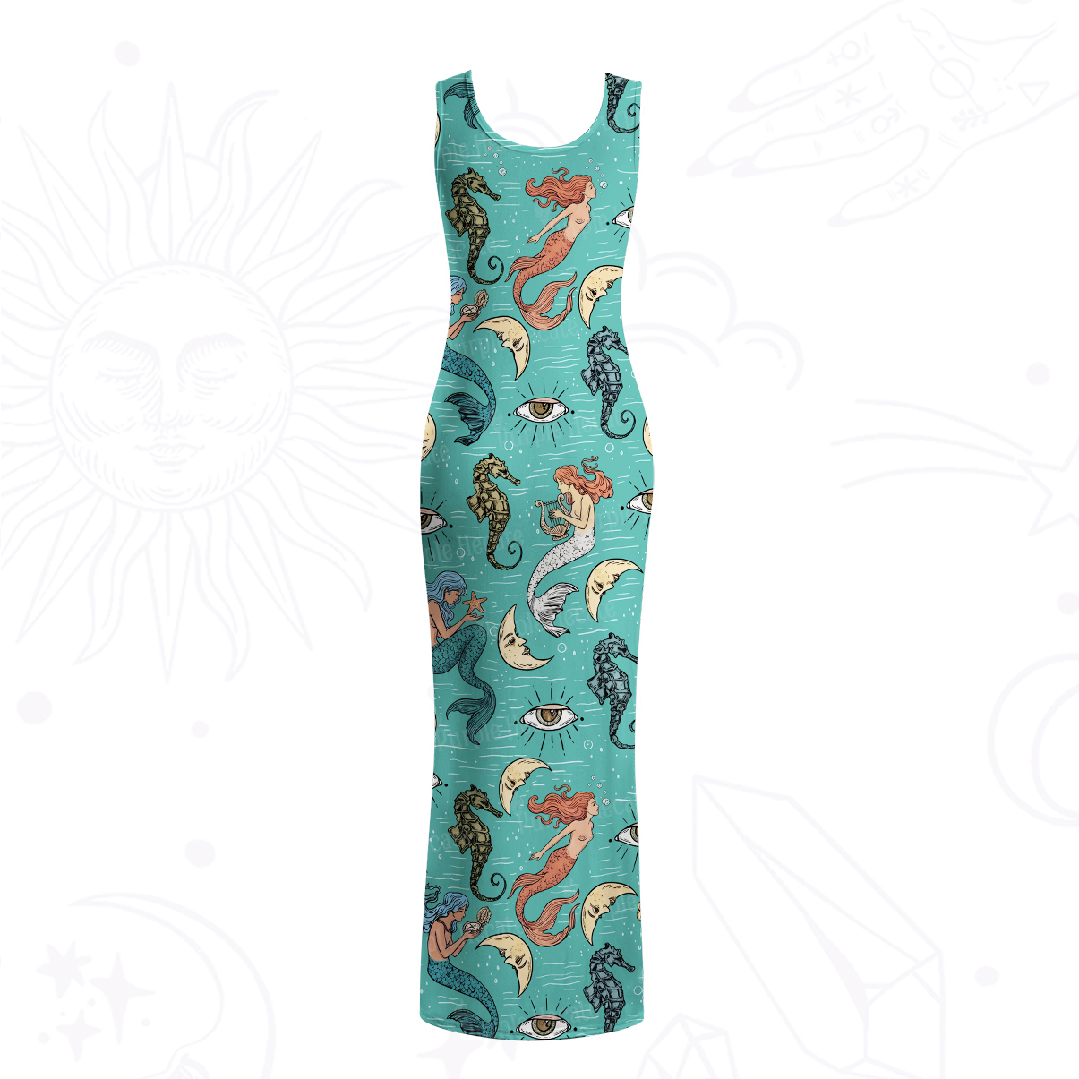 Purplehecate Mermaid Magic Mesh Maxi Tank Beach Dress
