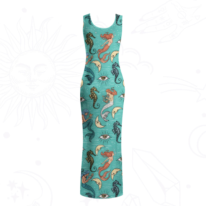 Purplehecate Mermaid Magic Mesh Maxi Tank Beach Dress