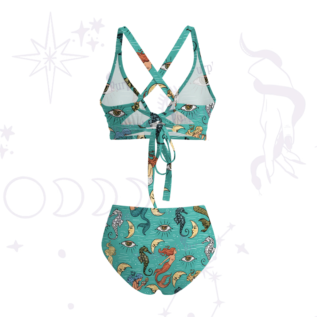 Purplehecate Mermaid Magic Crisscross Tie-Back Bikini Set