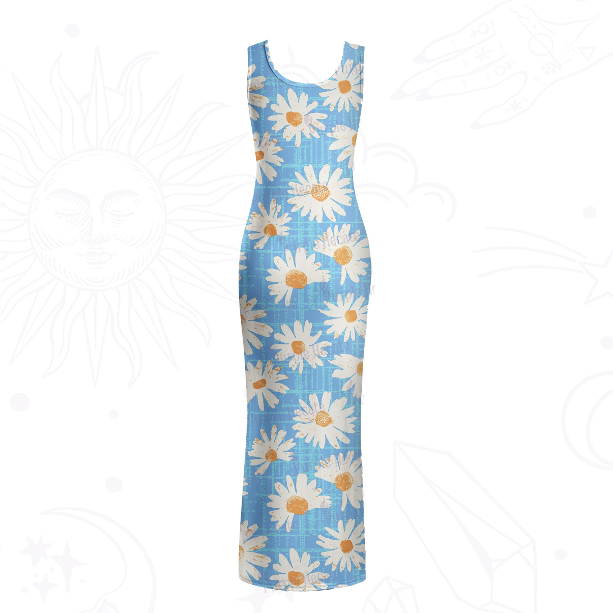 Purplehecate Daisy Daydream Mesh Maxi Tank Beach Dress
