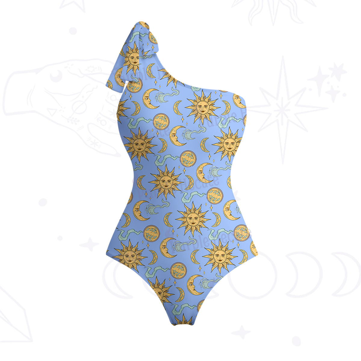 Purplehecate Magic of Sun and Moon One-Shoulder One-Piece Swimsuit