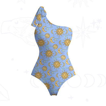 Purplehecate Magic of Sun and Moon One-Shoulder One-Piece Swimsuit