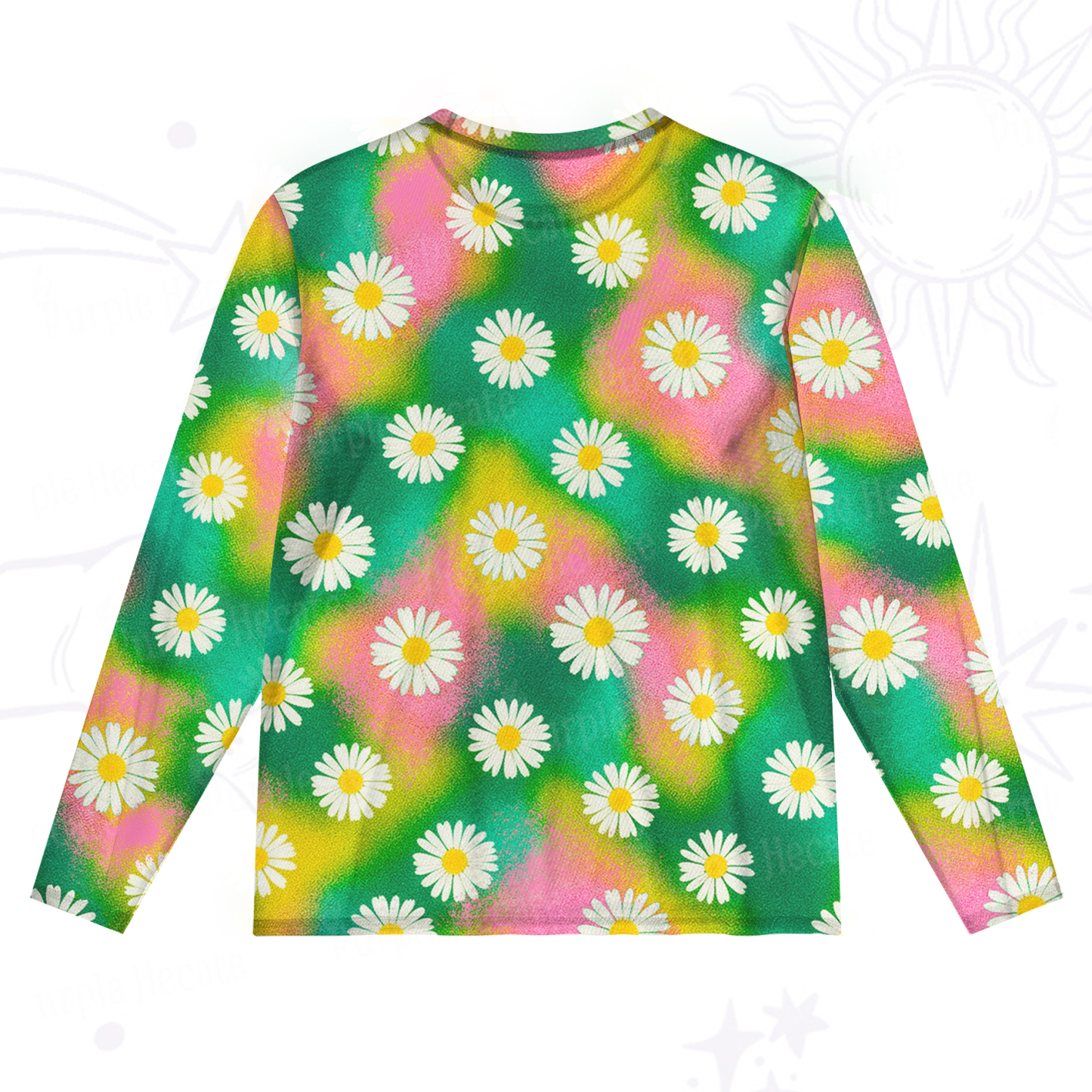Purplehecate Enchanted Daisy Spring Romance Mesh Long Sleeve Top