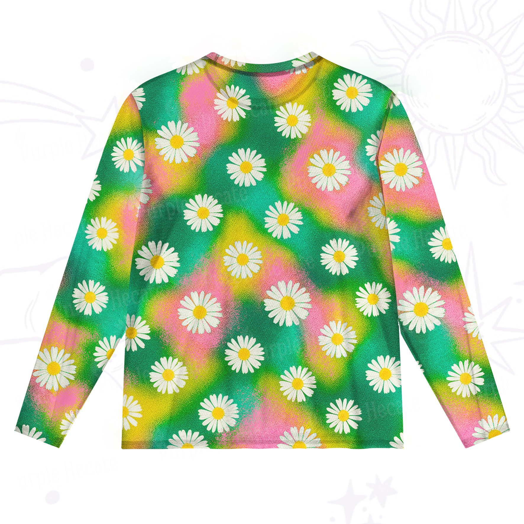 Purplehecate Enchanted Daisy Spring Romance Mesh Long Sleeve Top