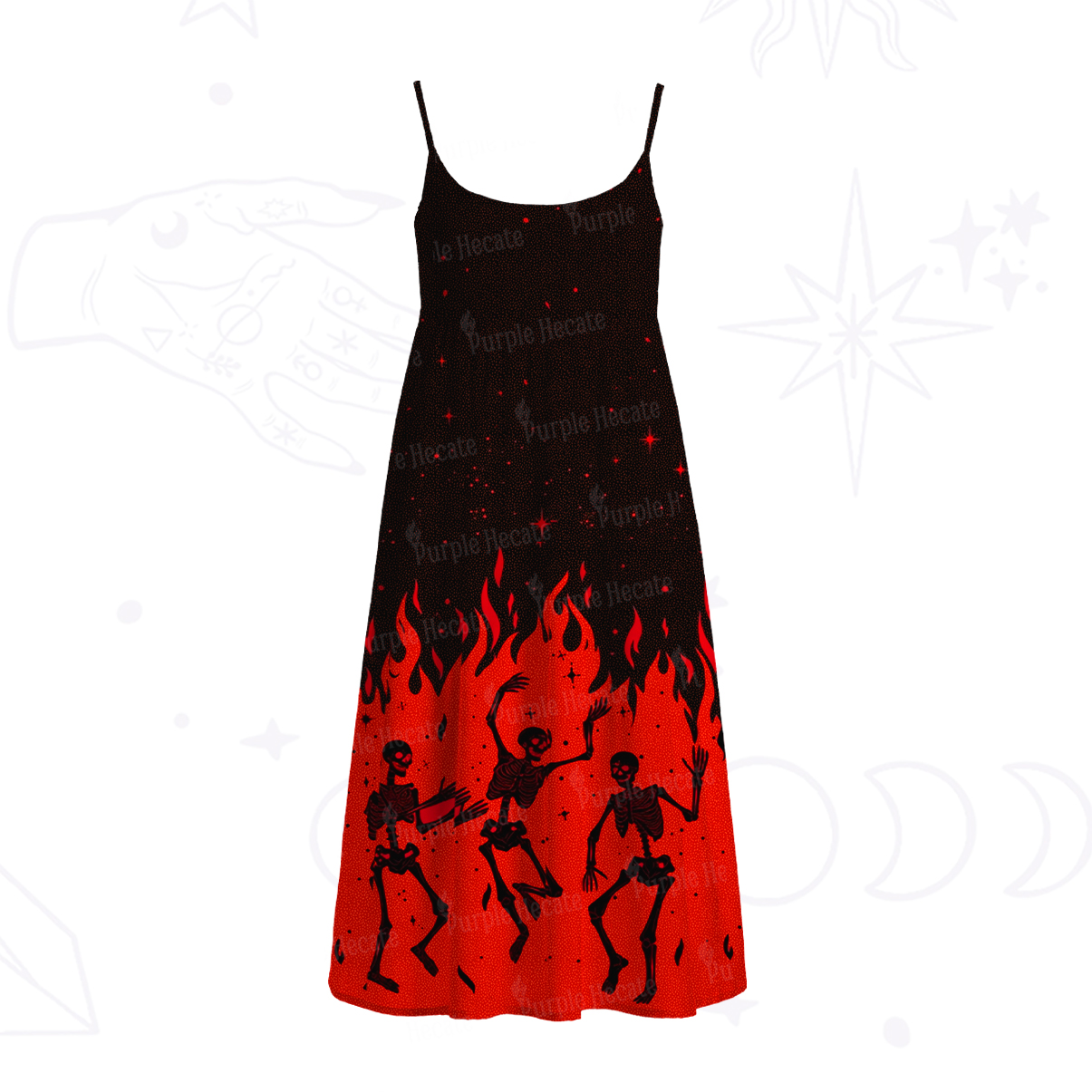 Purplehecate Infernal Revelry Spaghetti Strap Midi Dress