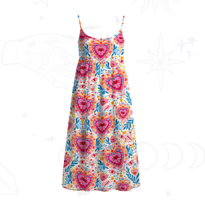 Purplehecate Sacred Bloom Spaghetti Strap Midi Dress